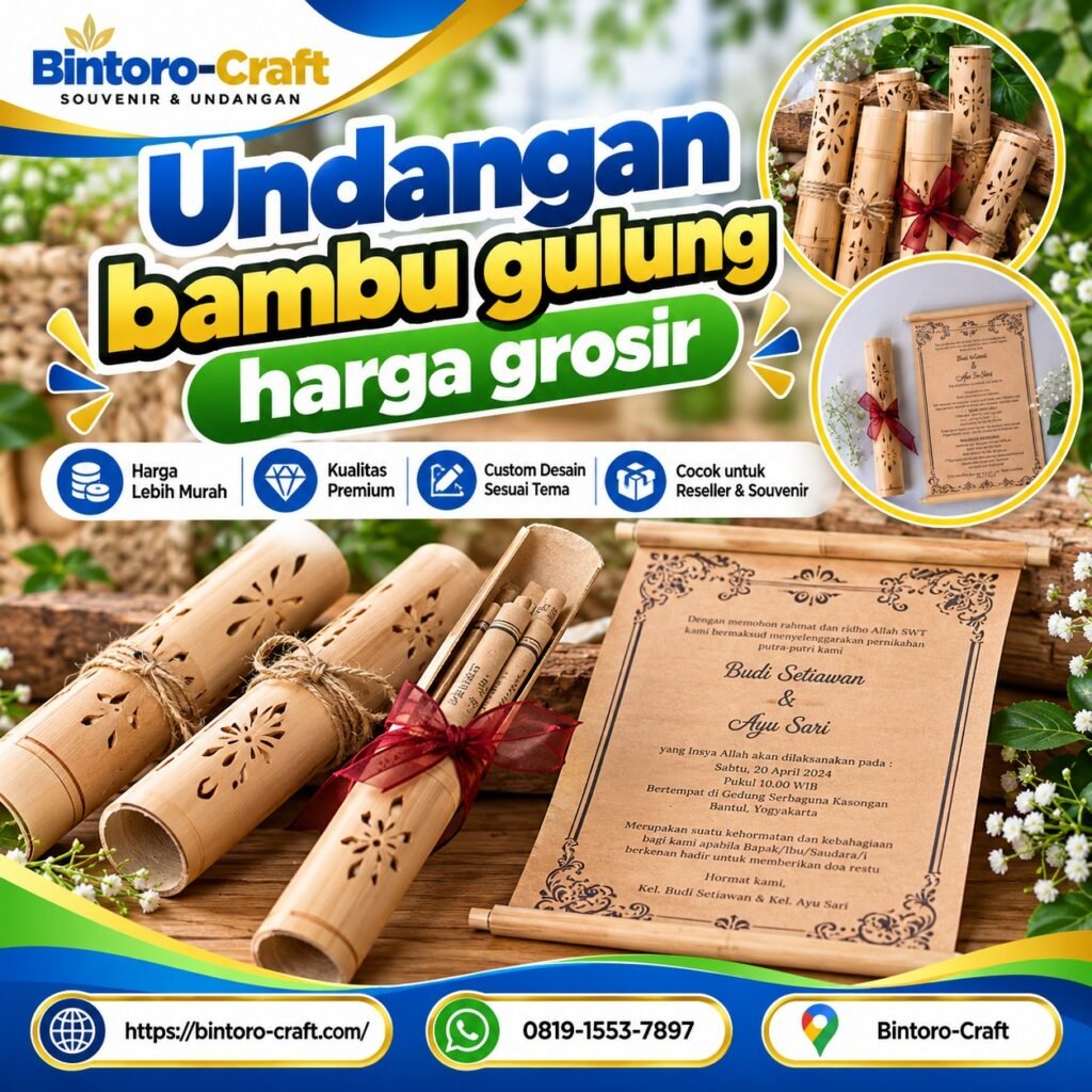 Undangan Bambu Gulung Harga Grosir