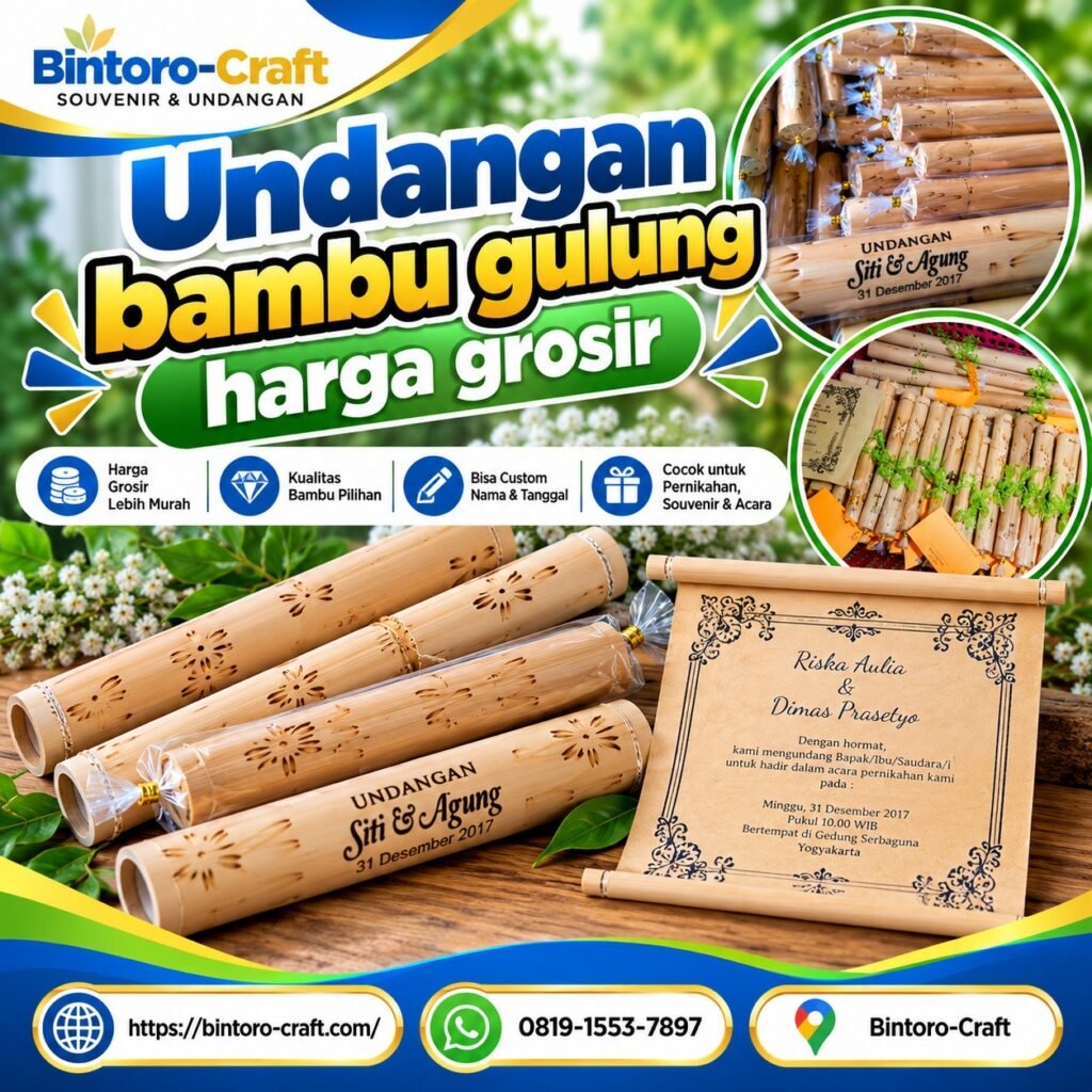 Undangan Bambu Gulung Harga Grosir