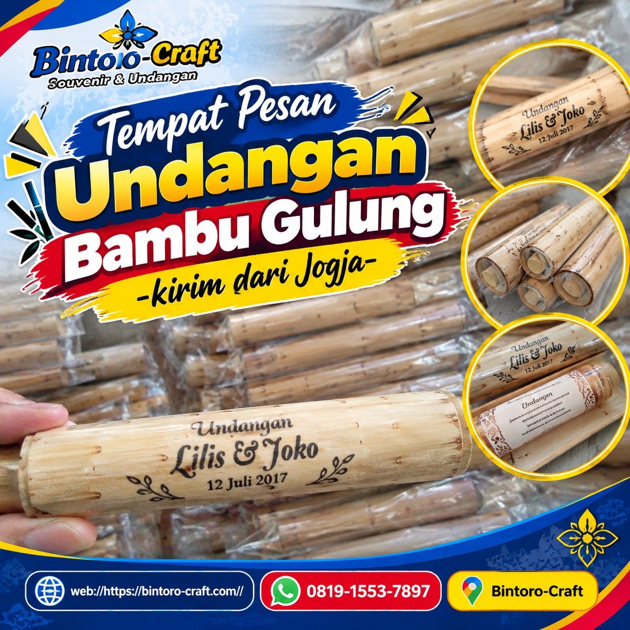 Tempat Pesan Undangan Bambu Gulung